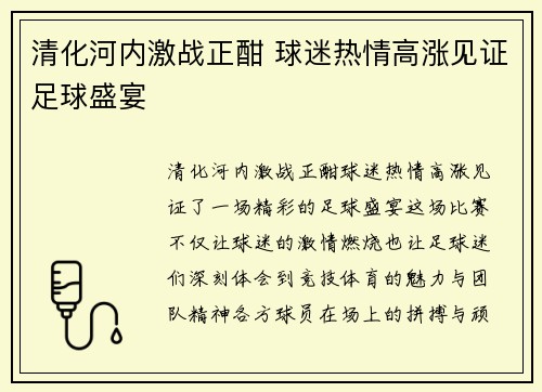 清化河内激战正酣 球迷热情高涨见证足球盛宴